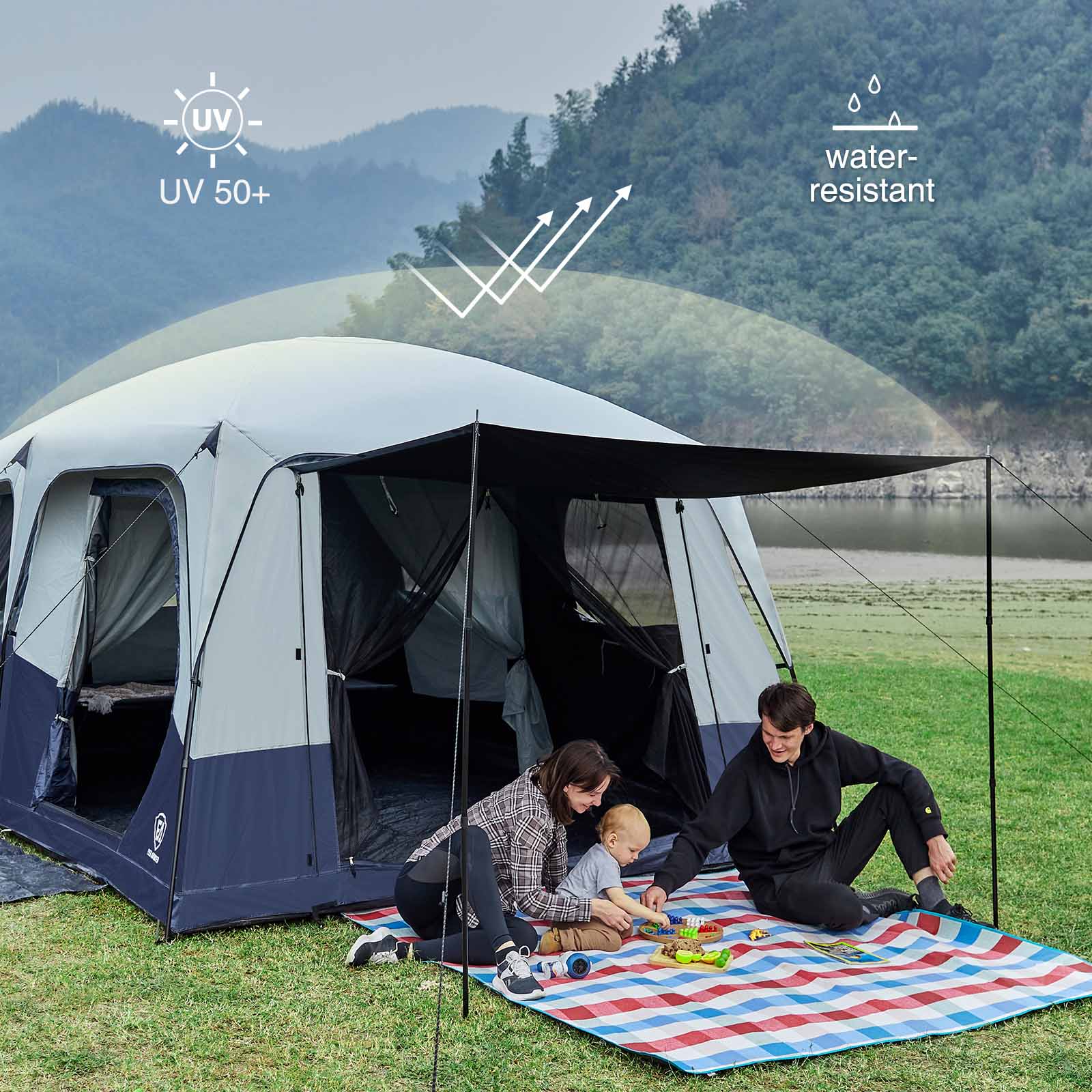 10 Persons Blackout Tent With Porch - EVER ADVANCEDCamping Tent