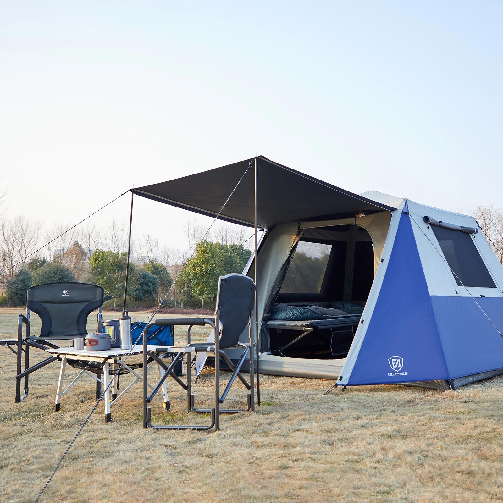 6 Person Blackout Tent With Porch - EVER ADVANCEDCamping TentBlue