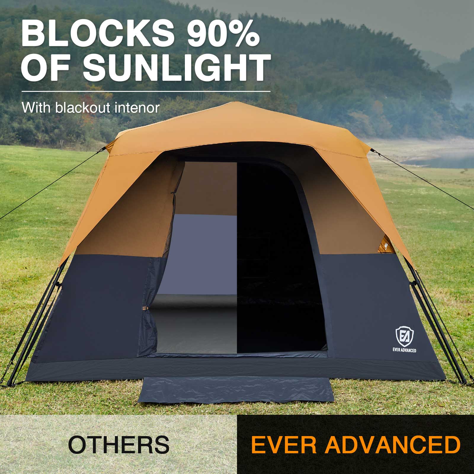 6 Person Instant Blackout Camping Tent - EVER ADVANCEDCamping TentOrange