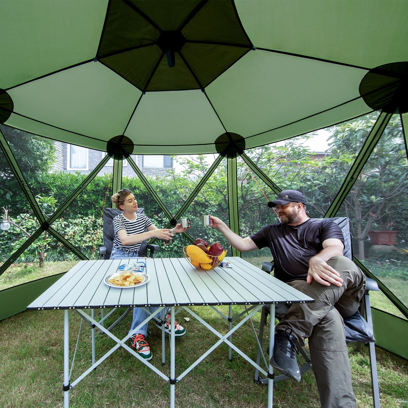 6 Person Pop up Screen Tent - EVER ADVANCEDScreen House TentGreen