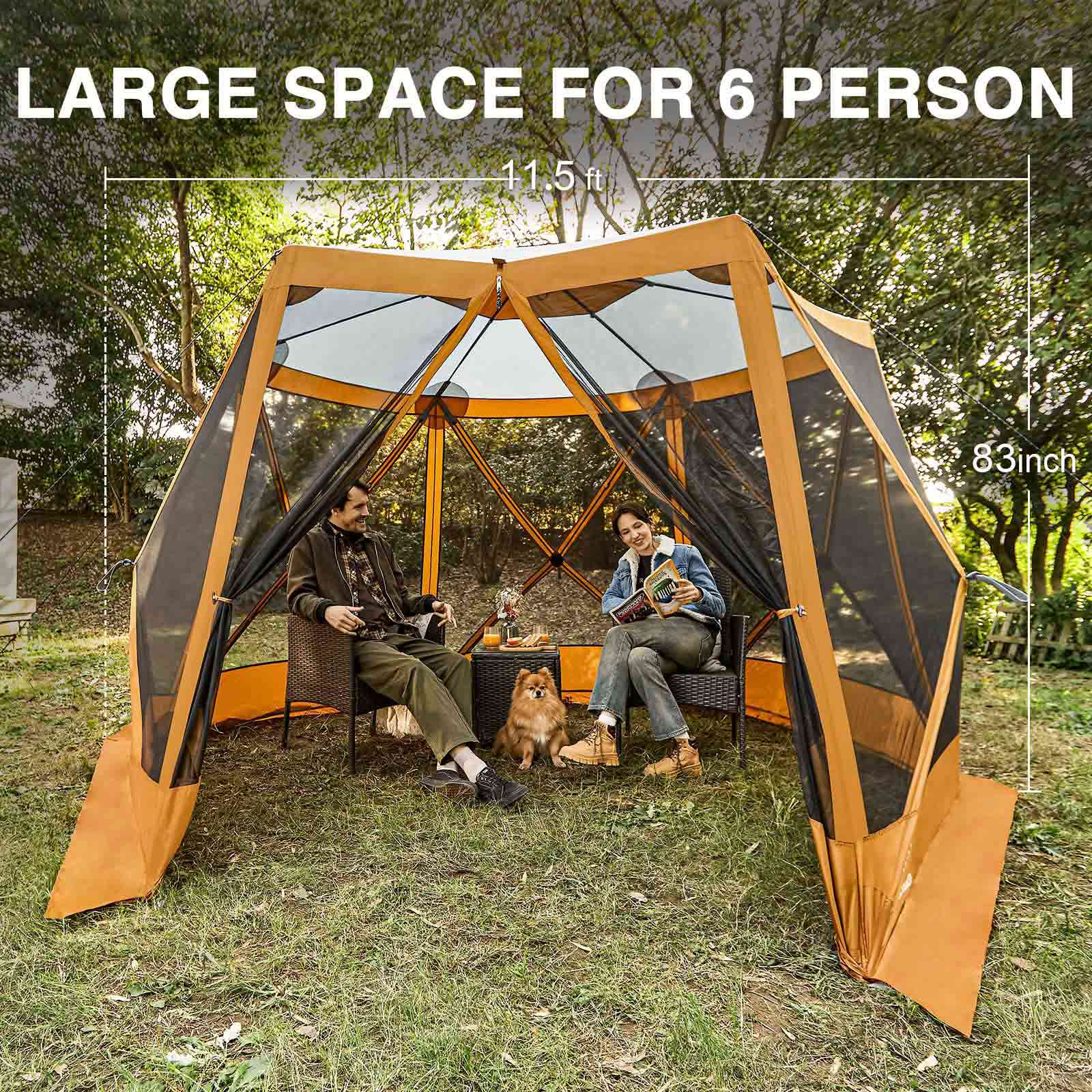 6 Person Pop up Screen Tent - EVER ADVANCEDScreen House TentOrange