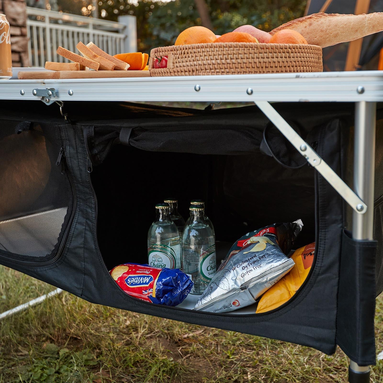 Adjustable Camping Kitchen Table with Storage - EVER ADVANCEDCamping Table