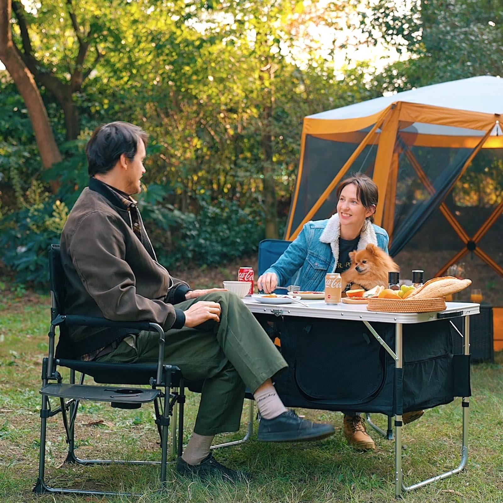 Adjustable Camping Kitchen Table with Storage - EVER ADVANCEDCamping Table