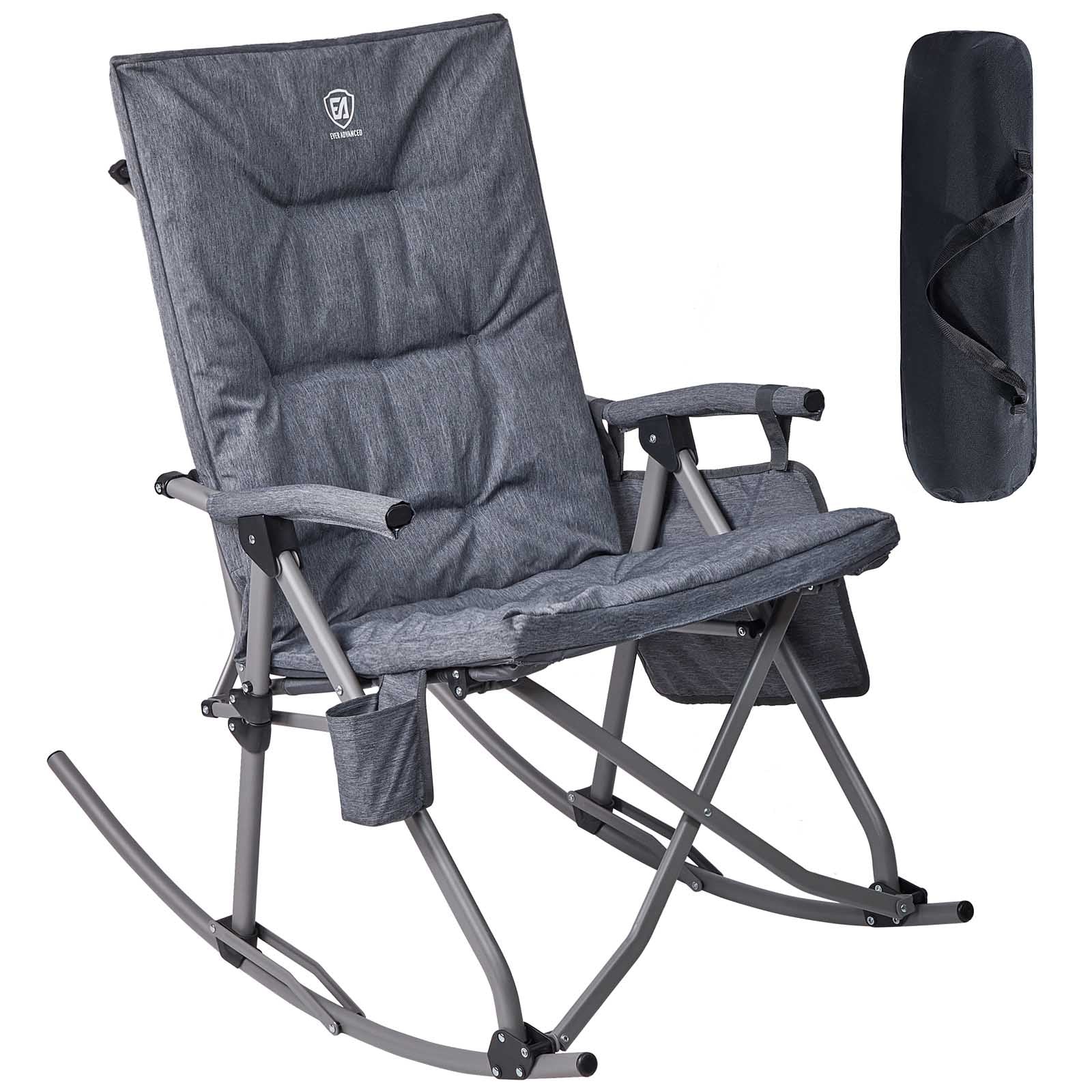 Collapsible Patio Rocking Camping Chair - EVER ADVANCEDRocking ChairGrey