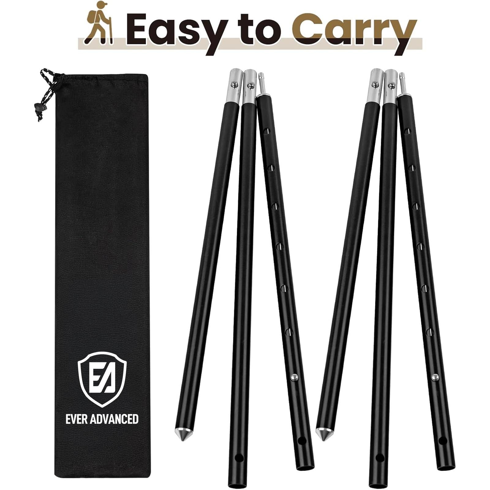 EVER ADVANCED 12PCS Tent Poles for Tarp - EVER ADVANCED