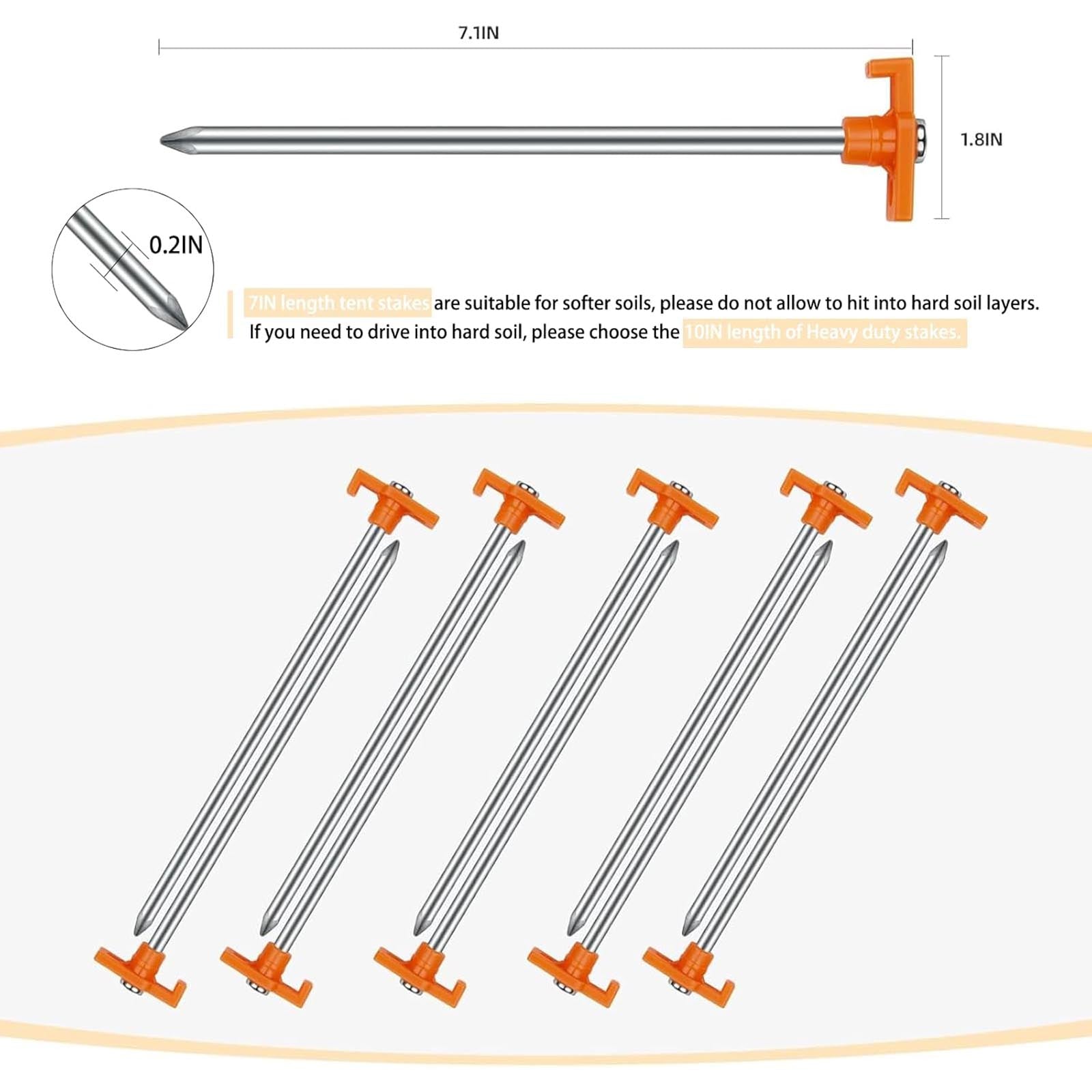 EVER ADVANCED 12PCS Tent Stakes Heavy Duty Camping Stakes - EVER ADVANCED