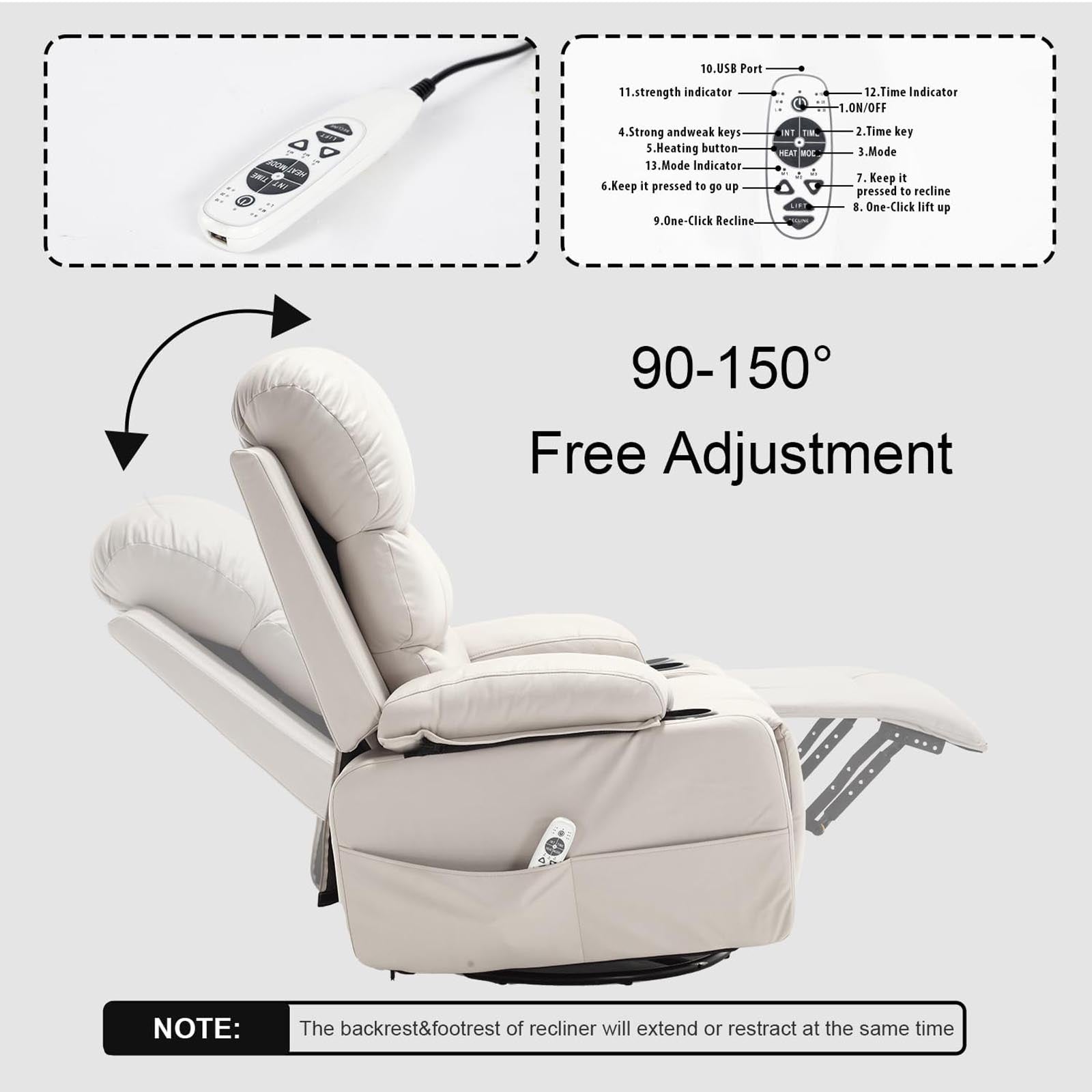 EVER ADVANCED Electric Massage Heat Lift Recliner Chair - EVER ADVANCEDLift Chair