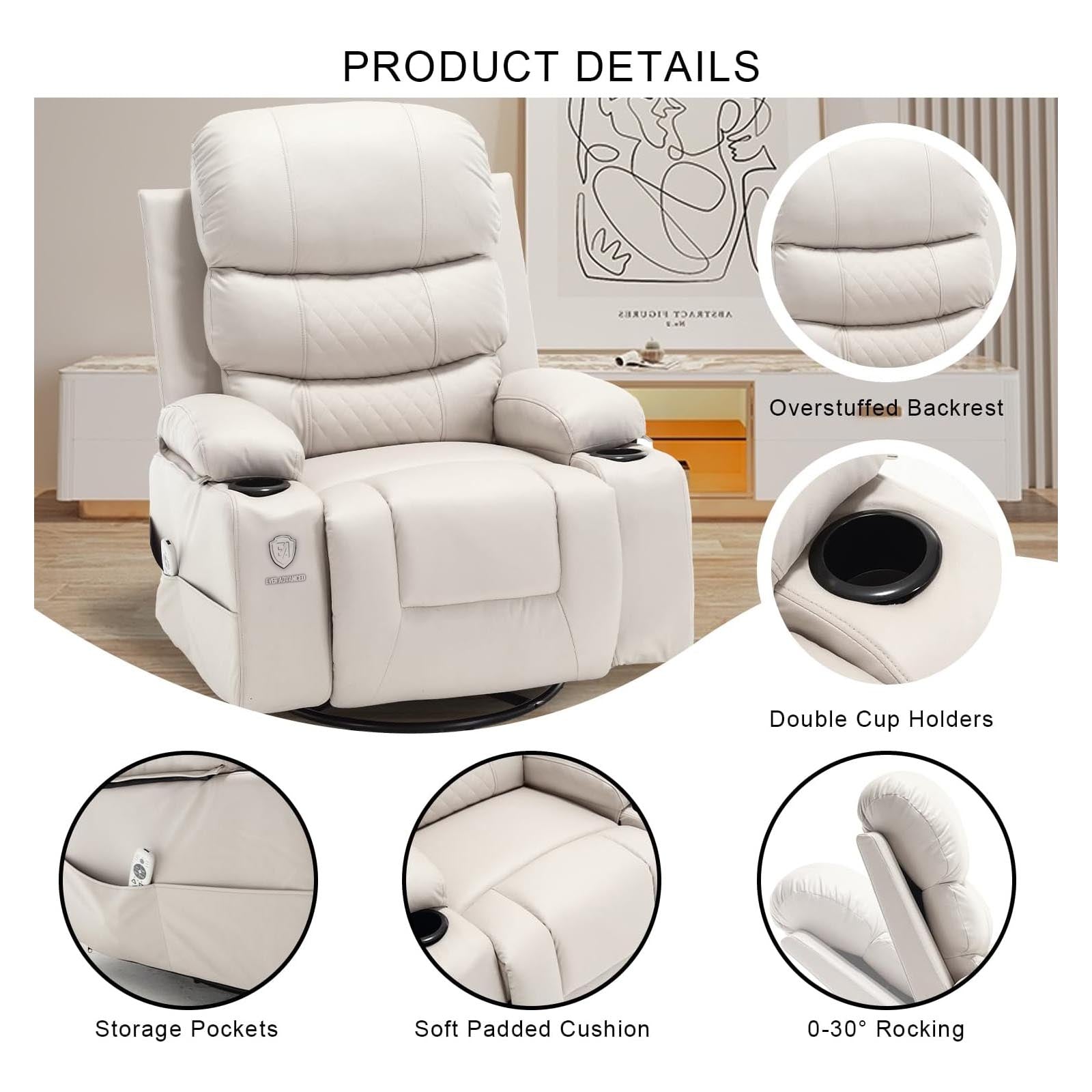 EVER ADVANCED Electric Massage Heat Lift Recliner Chair - EVER ADVANCEDLift Chair