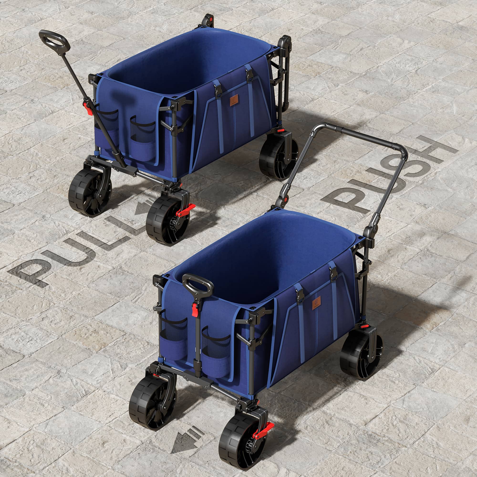 Folding Camping Push Wagon - EVER ADVANCEDBlue