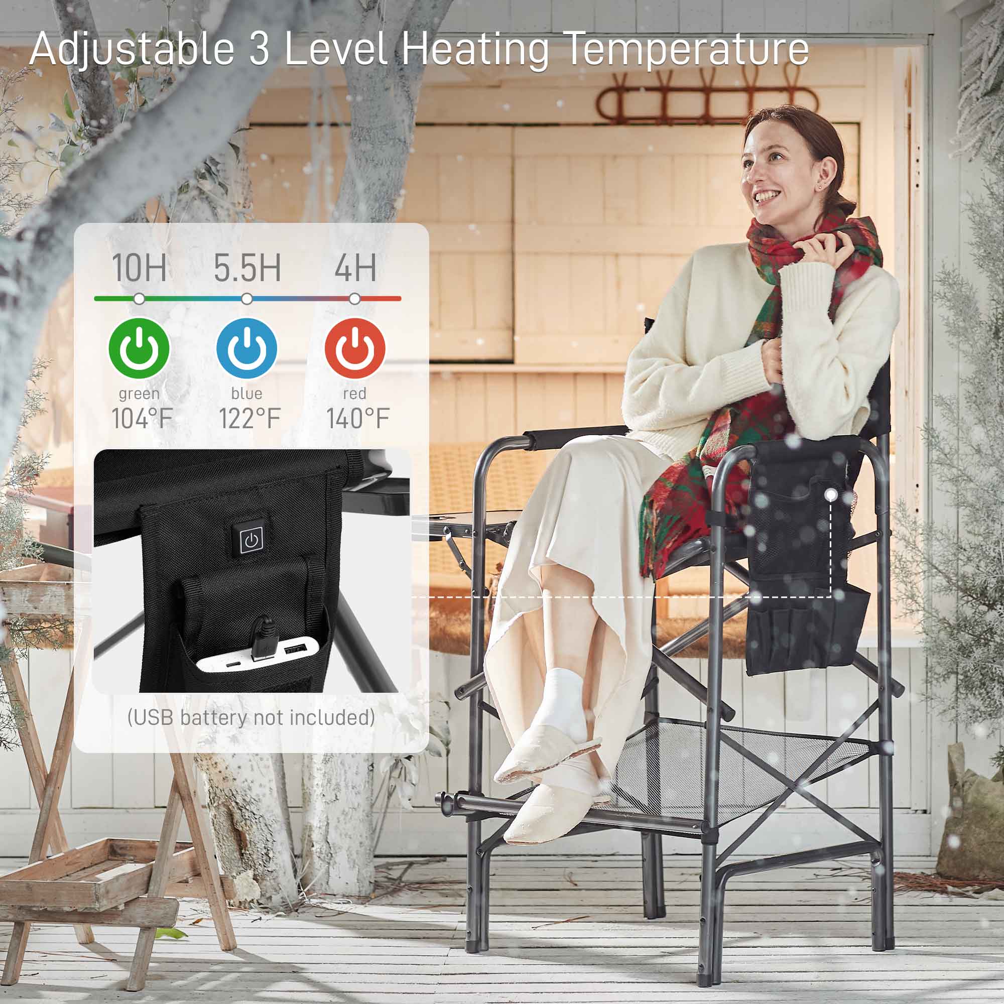 Heated Tall Directors Chair - EVER ADVANCEDDirectors ChairsBlack