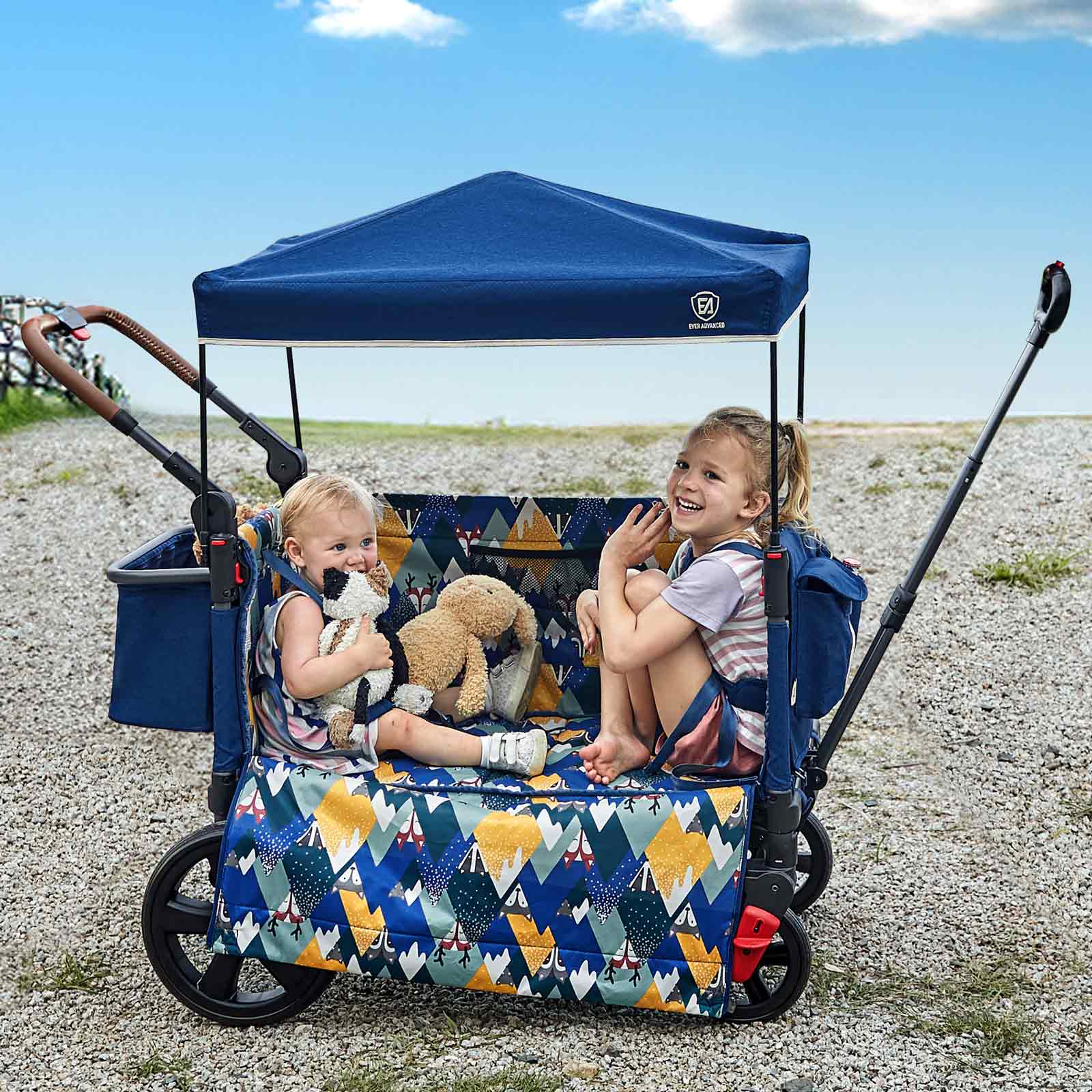 Side - Unzip Wagon Stroller - EVER ADVANCEDWagon StrollerFox Blue