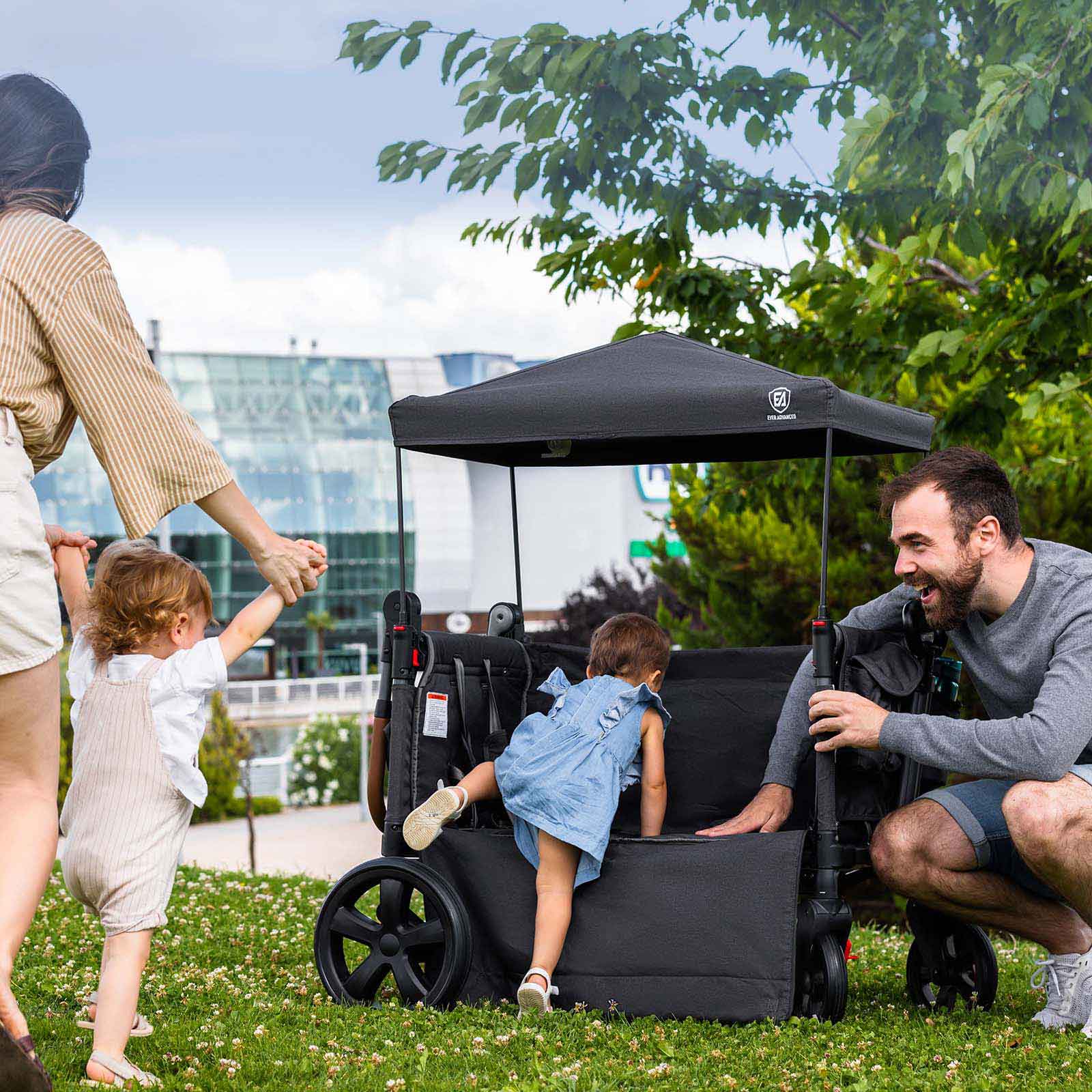 Side - Unzip Wagon Stroller - EVER ADVANCEDWagon StrollerGrey