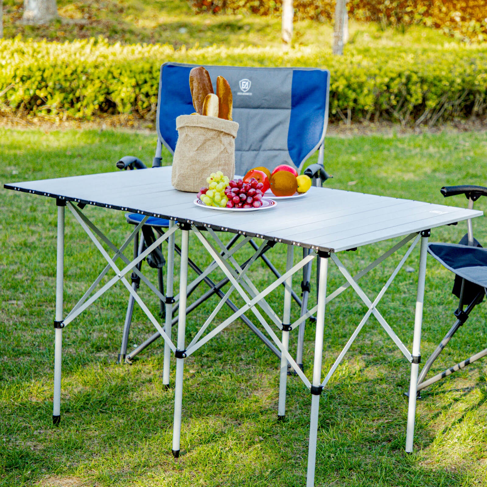 Folding camping best sale table with chairs